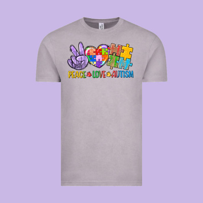Peace Love Autism Vintage Tee Designed By Cowgirlartshop