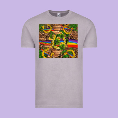 St Patricks Day Horseshoe Shamrock Rainbow Gold Vintage Tee Designed By Ranaportraitstore