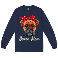 Navy Boxer Mom Dogs  Mothers Day Dog Lovers Gifts For Women Long Sleeve Tee - longCreatives