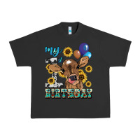 Pigment Black My first Birthday baby cow sunflower Urban Heavy Tee - HowdyJamesFarm