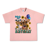 Salmon My first Birthday baby cow sunflower Urban Heavy Tee - HowdyJamesFarm