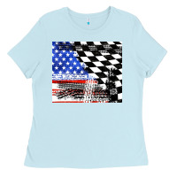 Baby Blue racing checkered flag tumbler tbs Ladies Tee - TumblerDesignByShophia