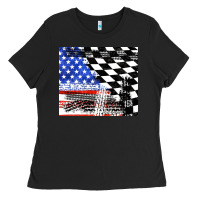 Racing Checkered Flag Tumbler Tbs Ladies Tee | Teevron