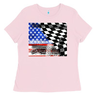 Bubblegum Pink racing checkered flag tumbler tbs Ladies Tee - TumblerDesignByShophia
