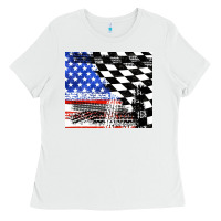 White racing checkered flag tumbler tbs Ladies Tee - TumblerDesignByShophia