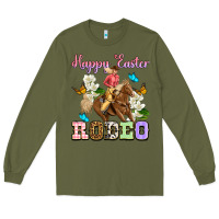 Army Green Happy Easter rodeo cowgirl Long Sleeve Tee - OliviaCreatesArt