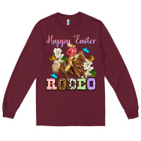 Burgundy Happy Easter rodeo cowgirl Long Sleeve Tee - OliviaCreatesArt