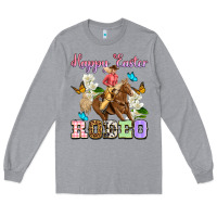Heather Grey Happy Easter rodeo cowgirl Long Sleeve Tee - OliviaCreatesArt