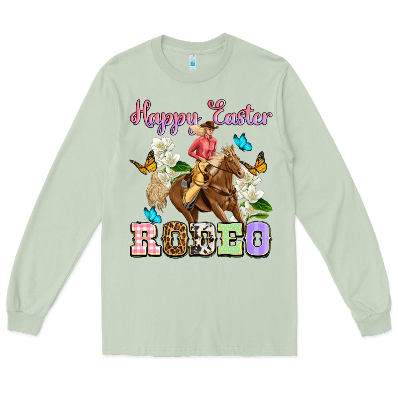 Happy Easter Rodeo Cowgirl Long Sleeve Tee by OliviaCreatesArt | Teevron