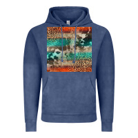 Vintage Denim Leopard Cowhide Pattern Vintage Hoodie - CowCowDesign