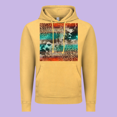 Leopard Cowhide Pattern Vintage Hoodie Designed By Cowcowdesign