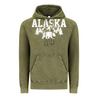 Vintage Olive Alaska Mountains Forest Hunting Usa Vintage Hoodie - longCreatives