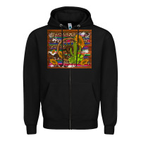 Black cactus and sunflowers with old wheel serape leopard cowhide background Zipper Hoodie - Artiststas