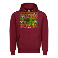 Burgundy cactus and sunflowers with old wheel serape leopard cowhide background Zipper Hoodie - Artiststas