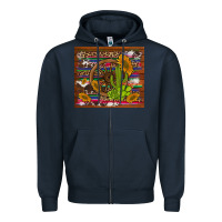 Navy cactus and sunflowers with old wheel serape leopard cowhide background Zipper Hoodie - Artiststas