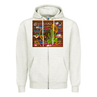 Oatmeal Heather cactus and sunflowers with old wheel serape leopard cowhide background Zipper Hoodie - Artiststas