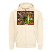 Sandshell cactus and sunflowers with old wheel serape leopard cowhide background Zipper Hoodie - Artiststas