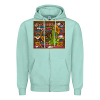 Seafoam cactus and sunflowers with old wheel serape leopard cowhide background Zipper Hoodie - Artiststas