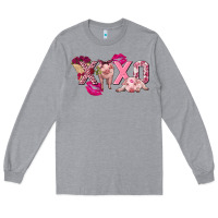 Heather Grey Valentine's Day pig xoxo Long Sleeve Tee - FaDigitalArtStudio