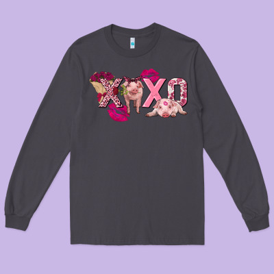 Valentine's Day Pig Xoxo Long Sleeve Tee Designed By Fadigitalartstudio