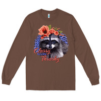 Chestnut Classy But A Little Thrashy Racoon With Flowers Long Sleeve Tee - Jasminsmagicworld