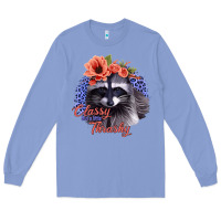 Colony Blue Classy But A Little Thrashy Racoon With Flowers Long Sleeve Tee - Jasminsmagicworld