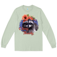 Matcha Classy But A Little Thrashy Racoon With Flowers Long Sleeve Tee - Jasminsmagicworld