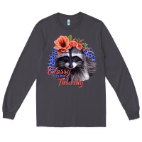 Smoke Classy But A Little Thrashy Racoon With Flowers Long Sleeve Tee - Jasminsmagicworld