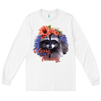 Classy But A Little Thrashy Racoon With Flowers Long Sleeve Tee | Teevron