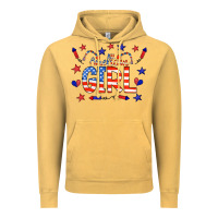 Vintage Mustard all american girl doodle letters Vintage Hoodie - CowCowDesign