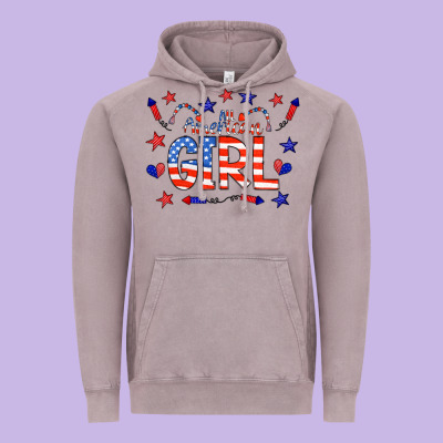All American Girl Doodle Letters Vintage Hoodie Designed By Cowcowdesign