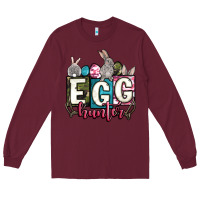 Burgundy Easter egg hunter Long Sleeve Tee - OliviaCreatesArt