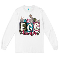White Easter egg hunter Long Sleeve Tee - OliviaCreatesArt