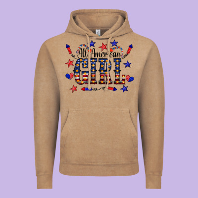 All American Girl Vintage Hoodie Designed By Cowcowdesign