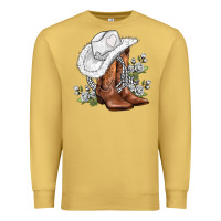 Antique Gold white  cowgirl  and roses Premium Sweatshirt - AdoDesignShop
