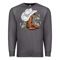 Charcoal Heather white  cowgirl  and roses Premium Sweatshirt - AdoDesignShop