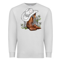 Dove Grey white  cowgirl  and roses Premium Sweatshirt - AdoDesignShop