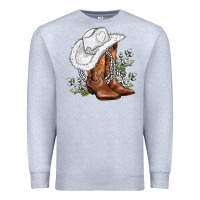Heather Grey white  cowgirl  and roses Premium Sweatshirt - AdoDesignShop