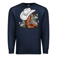 Navy white  cowgirl  and roses Premium Sweatshirt - AdoDesignShop