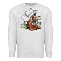 Oatmeal Heather white  cowgirl  and roses Premium Sweatshirt - AdoDesignShop