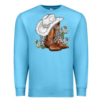 Ocean Blue white  cowgirl  and roses Premium Sweatshirt - AdoDesignShop