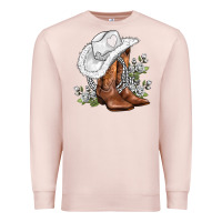 Pale Pink white  cowgirl  and roses Premium Sweatshirt - AdoDesignShop