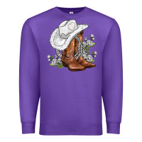 Purple white  cowgirl  and roses Premium Sweatshirt - AdoDesignShop
