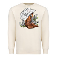Sandshell white  cowgirl  and roses Premium Sweatshirt - AdoDesignShop