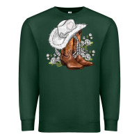 Sports Green white  cowgirl  and roses Premium Sweatshirt - AdoDesignShop