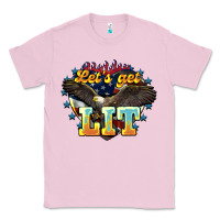Bubblegum Pink Let's get lit America Eagle 4th of july Classic Tee - HowdyJamesFarm