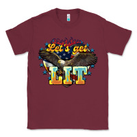 Burgundy Let's get lit America Eagle 4th of july Classic Tee - HowdyJamesFarm