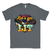 Charcoal Heather Let's get lit America Eagle 4th of july Classic Tee - HowdyJamesFarm
