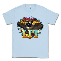 Dusty Blue Let's get lit America Eagle 4th of july Classic Tee - HowdyJamesFarm