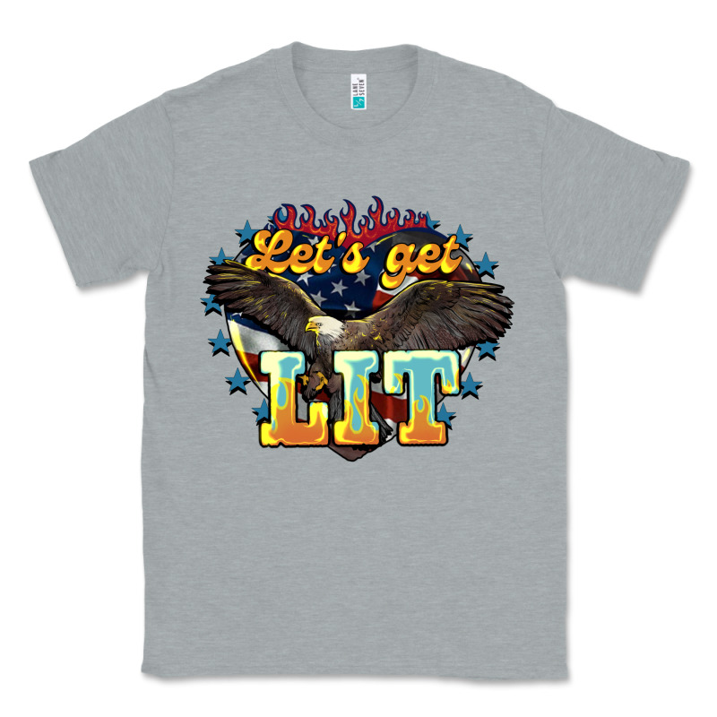 Let's Get Lit America Eagle 4th Of July Classic Tee by HowdyJamesFarm | Teevron